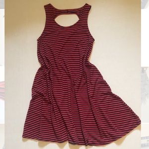 Striped key hole mini dress